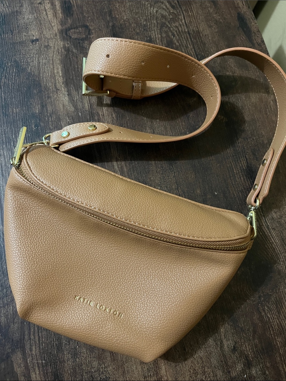 KATIE LOXTON Tan Pebbled Leather Crossbody Belt Bag